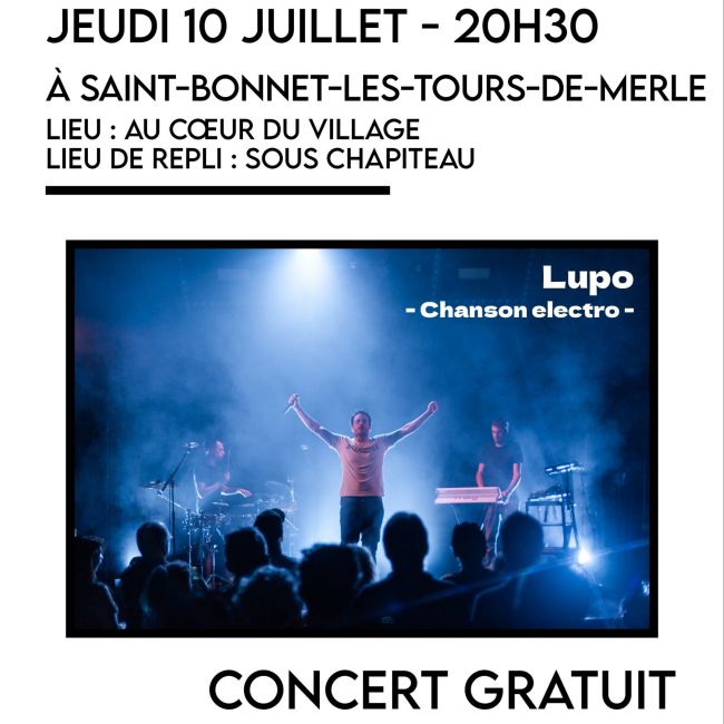 Jeudi 10 juillet 2025 à 20h30 : concert gratuit à Saint-Bonnet-les-Tours-de-Merle