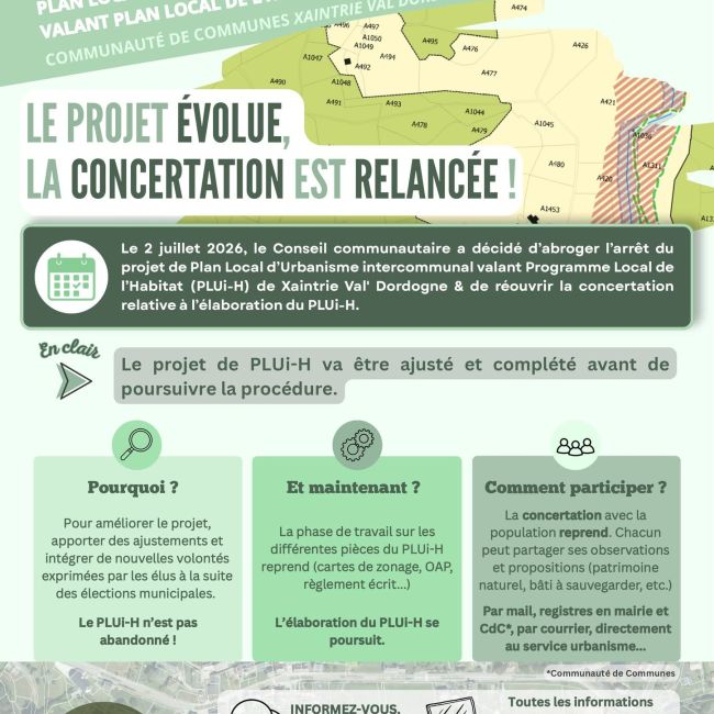 PLUiH – Avis de réouverture de la concertation avec le public
