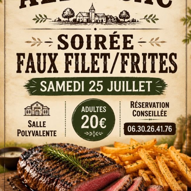 Samedi 25 juillet 2026 – soirée faux-filet/frites