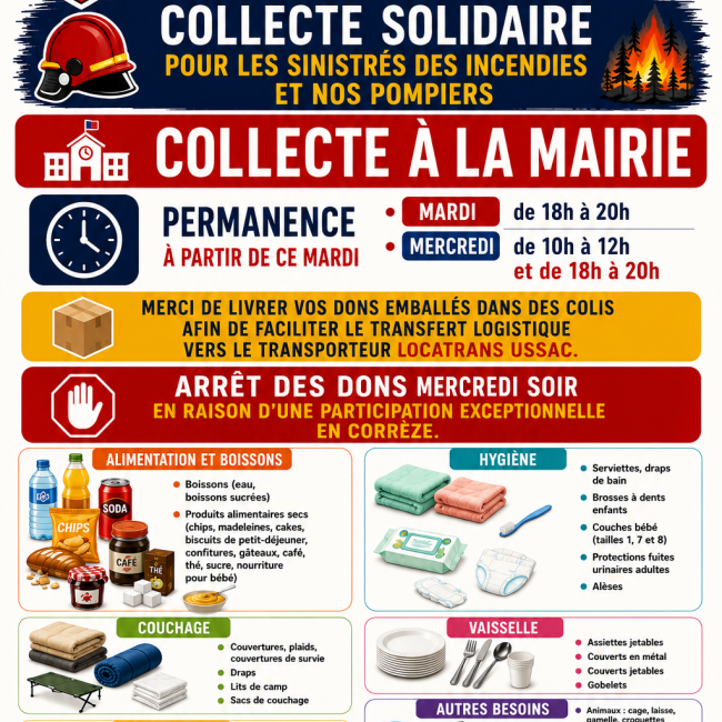 Arrêt de la collecte de dons mercredi 29 juillet au soir