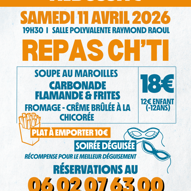 Repas CH’TI le samedi 11 avril 2026 à partir de 19h30