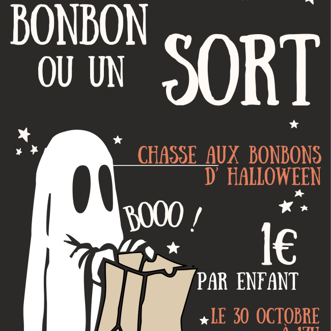Vendredi 30 octobre 2026 à 17 heures : chasse aux bonbons d’Halloween