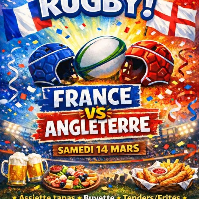Samedi 14 mars 2026 à partir de 19 heures : diffusion du match France-Angleterre à la salle polyvalente Raymond Raoul
