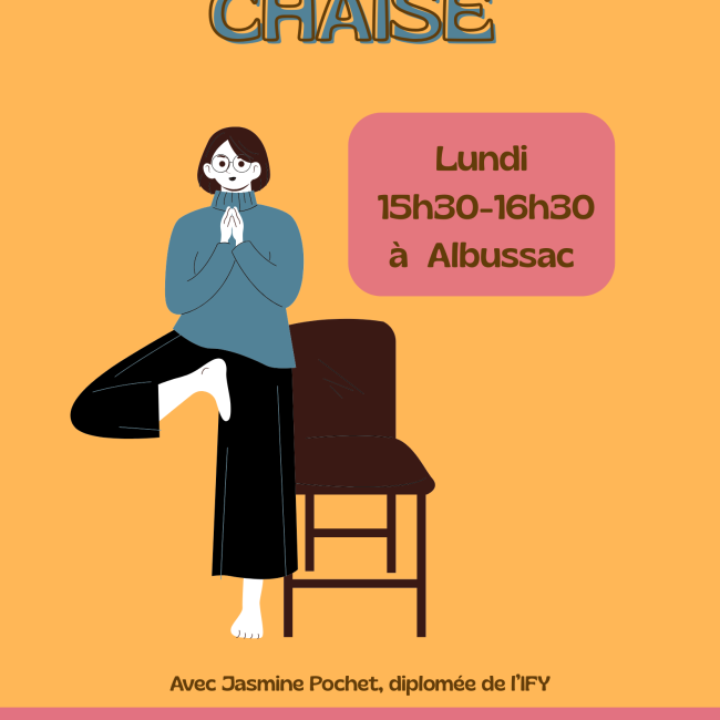 Reprise des cours de yoga/yoga sur chaise à Albussac à compter du 7 septembre 2026