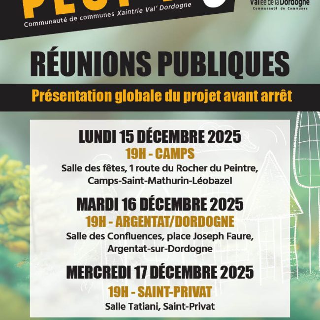 Réunions publiques PLUI-H les 15,16 et 17 décembre 2025