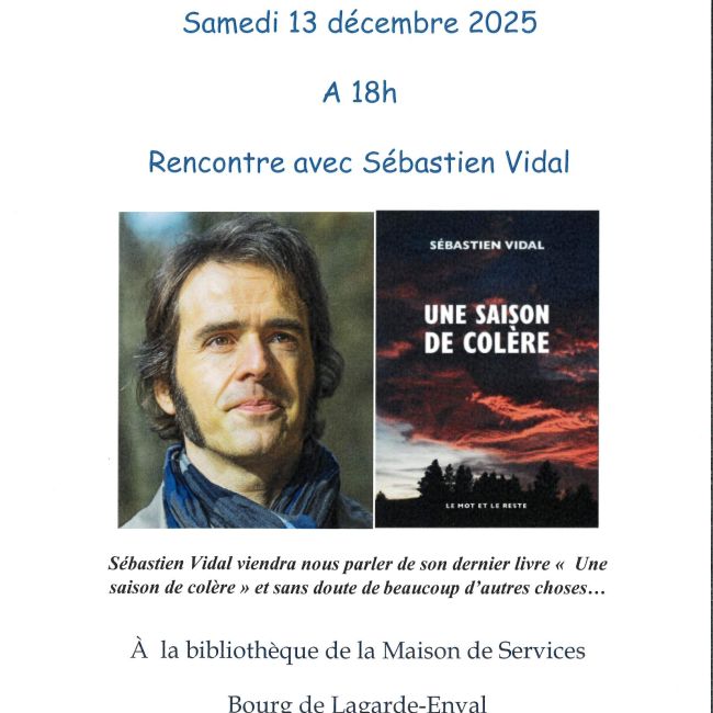 Samedi 13 décembre 2025 à 18h – 27ème café-livres à Lagarde-Enval