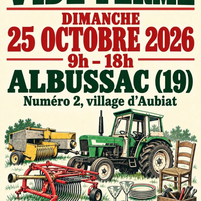 Dimanche 25 octobre 2026 – Vide-ferme à Aubiat